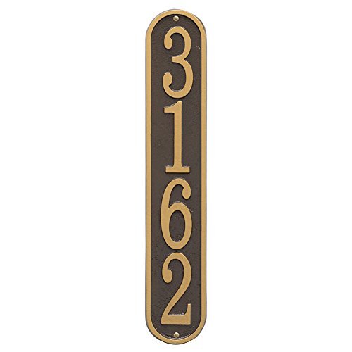 Whitehall Personalized Cast Metal Address Plaque - Custom House Number Sign - Vertical