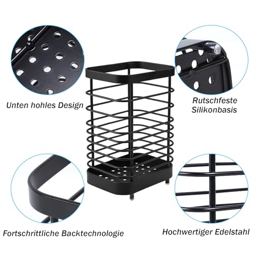 Miniatura 5 de Aghoer Soporte Para Utensilios De Cocina De Acero Inoxidable, Soporte Para Utensilios, Cesta Para Cubiertos De 15 Cm, Escurridor De Platos, Organizador Para Fregadero, Accesorios Organizadores Para
