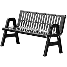 Park Garden Bench Outdoor Metal Benches,2-Person Seat Bench with Backrest and Armrests,Sturdy Steel Frame Furniture,Weatherproof,for Patio, Lawn, Balcony, BackyardSize150cm/59in