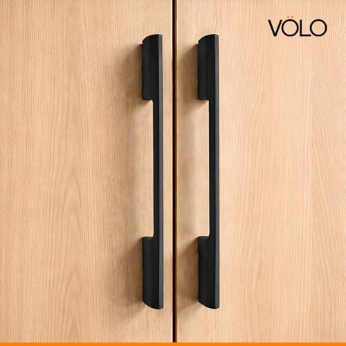 Image of Volo Wardrobe and Cabinet Pull Handle - Versatile Handles for Wardrobes, Drawers, Sliding Closets, and Doors in Kitchens, Offices, and Bedrooms (SAC-35) (Glossy Black, 288MM (12 Inch)) Pack of 1 Piece
