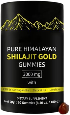 3000mg Pure Himalayan Gummies Gold for Men & Women Energy, Focus & Immunity Booster - 60 Count