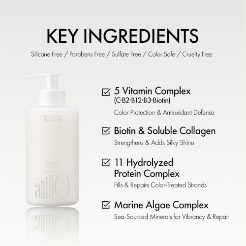 Image of ANILLO Collagen Shampoo for Color-Treated Hair, Gardenia Veil, 10.1 oz | Protein Complex, White Bloom, Shine Enhancing, Damage Repair, Vegan, Sulfate and Silicone Free, 300ml