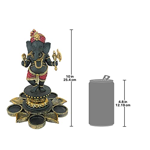 Design Toscano Standing Lord Ganesha On Lotus Flower Candle Holder Statue #TOP6