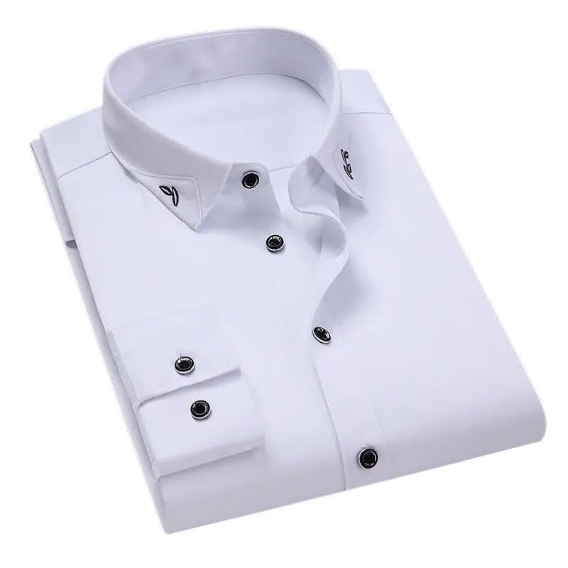 Chemise blanche brodée homme en version robe formelle classique chic