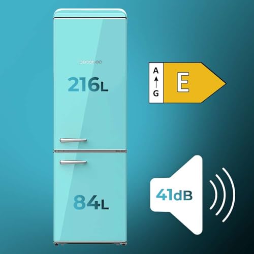 Cecotec Frigorífico Retro Combi 300 L Bolero CoolMarket Combi Origin 300 Green E. Altura 191,5cm y 60 Ancho, Control de Temperatura, Tirador Cromado y Bandejas de Cristal, Verde - imagen 3