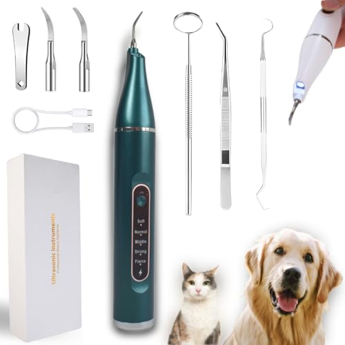 Plaque Off Perros y Gatos, Kit de Limpieza bucal con 5 Modos, Limpiador quita sarro de los dientes de tus mascotas, Cuidado dental de tu mascota