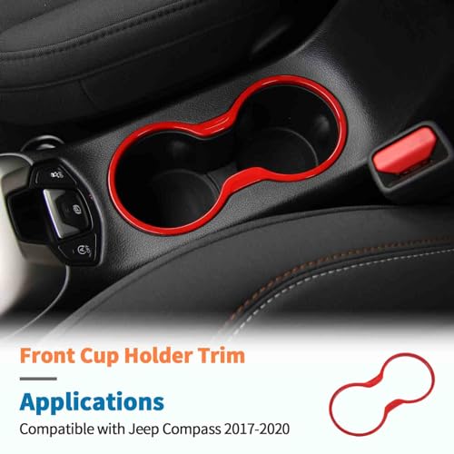 Garniture de porte-gobelet rouge console centrale accessoires Jeep Compass 2017