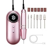 ❤Taladro de Uñas Profesional y Multifuncional: Equipado con 6 brocas y 6 bandas de arena, para moler, cortar, tallar, eliminar esmaltes de gel y cutículas para uñas naturales, uñas acrílicas y uñas de gel. La velocidad máxima puede alcanzar las 30000RPM, lo que hace que el efecto de pulido sea más suave, ​rápido que el taladro de clavos ordinario, tiene poco ruido y poca vibración, no daña las uñas.