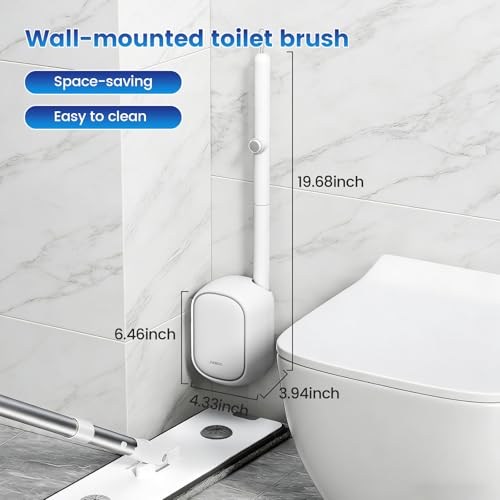 Image of 2 Pack Disposable Toilet Brush with 48 Refills, Toilet Bowl Cleaning System | Toilet Bowl Cleaner, Wall Mounted Toilet Bowl Brush and Holder Set for Deep Cleaning and Hygienic Bathroom Maintenance
