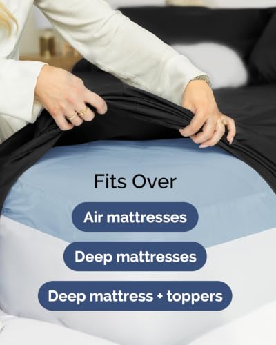 Image of CGK Linens 2 Pack Extra Deep Full Fitted Sheets - Black