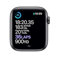 Apple Watch Series 6 (GPS + Zellular, 44MM) Aluminiumgehäuse Space Grau mit Schwarz Sportarmband (Generalüberholt) – Ansicht 3