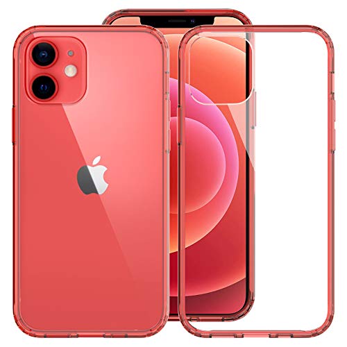 EasyAcc Coque compatible avec iPhone 12 / iPhone 12 Pro 6.1 2020, coque de protection transparente mince en polycarbonate [acrylique] Coque arrière avec coque de protection souple en TPU Cadre rouge Cover