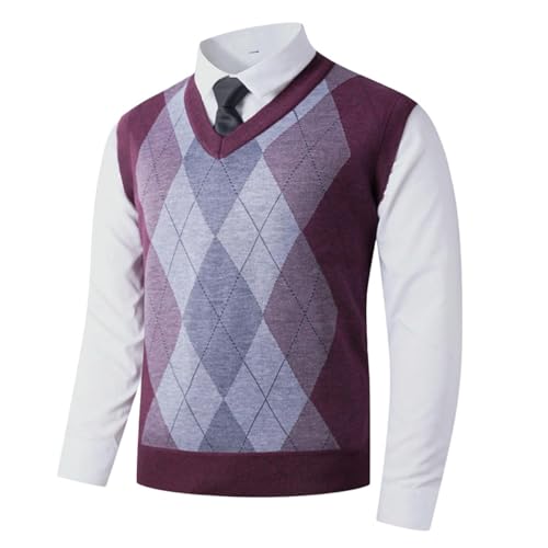 Gilet à col en V épais homme mûr pour l'automne et l'hiver élégant