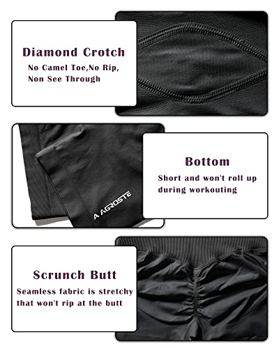 A Agroste Womens Black High Waisted Compression Shorts Seamless Biker Running Shorts Workout Yoga Short Pants Black M #TOP4