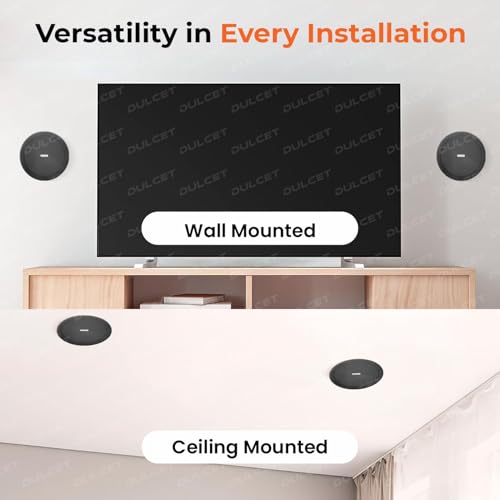 Image of DULCET DC-CS6F-PS Black 6.5 inch 10W Full Range 8 Ohms Frameless Passive Ceiling Speaker that Connects to Active Bluetooth Ceiling Speaker (Active Bluetooth Speaker to be Purchased Separately)