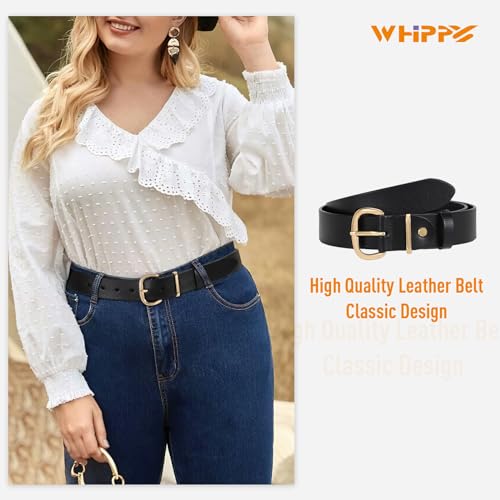 Image of WHIPPY Women Leather Belt for Jeans Pants Dresses Black Ladies Waist Belt with Pin Buckle