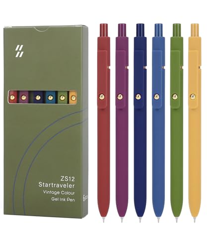 Gel Pens 6Pcs, 0.7mm Smooth Writing Black Ink Pens for Journaling, Cute Aesthetic Office Desk Accessories, School Supplies, Gift for Students & Artists (6Pcs Vintage-Black Ink)
