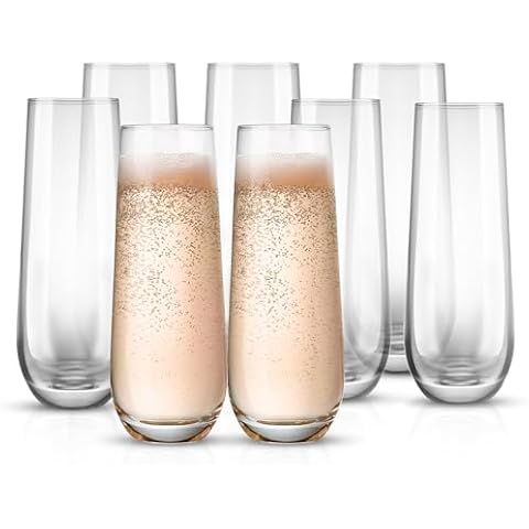 KooK Stemless Glass Champagne Flutes, Set of 8 Cover
