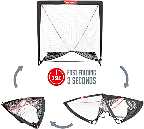 image for NET PLAYZ 4 x 4 x 4 Feet Lacrosse Goal Fast Install, Fiberglass Frame,