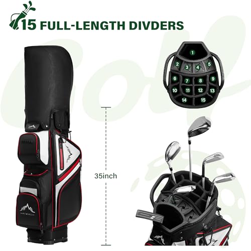 15-Way Golf Cart Bag, Premium Anti-Shake Divider Top Golf Bag with Comfortable Handles, Magnetic Pocket and Rain Cover - Image 3