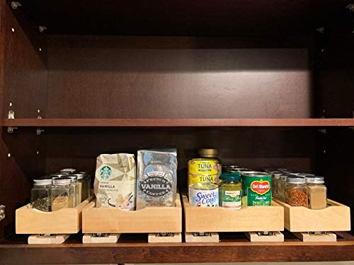 Cabinetrta Wood Pull Out Spice Rack Organizer For Cabinet – 9"(W) X 10"(D) X 3"(H) For Upper Kitchen Cabinets And Pantry Closet, For Spices, Sauces, Canned Food Etc… #TOP6