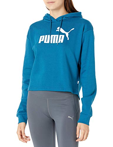 PUMA Women's Essentials Fleece Cropped Hoodie, Digi-Blue, L