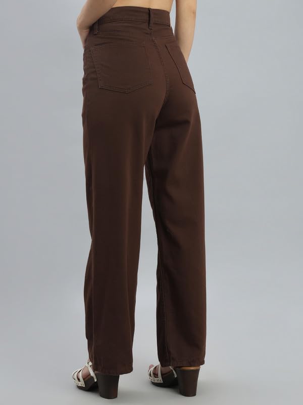 Image of GO COLORS Soft Cotton-Tencel Blend Twill Wide Pants Full Length for Women| Breathable, High Rise