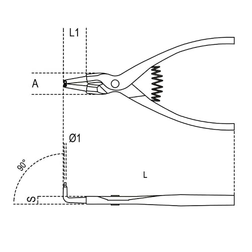 BETA Pinza a Becchi Piegati 90â° per Anelli Elastici di Sicurezza per Alberi Corpo in Acciaio - uni 7915 din 5254 - in pvc 1038 Est.175 - 3
