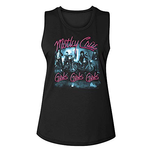 A&E Designs Motley Crue Girls Girls Girls Ladies Muscle Black Tank Top, 2XL