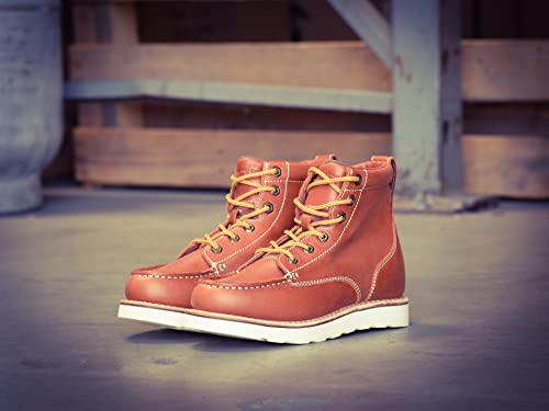Image of Golden Fox Work Boots 6 inch Men's Moc Toe Wedge Comfortable Boot for Construction