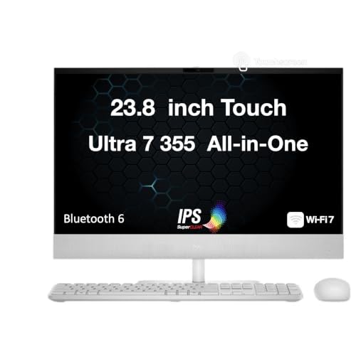 Image of Dell 24 All-in-One Desktop 23.8 inch Touchscreen IPS FHD Display (Intel Core Ultra 7 355, 32GB DDR5, 8TB SSD, WiFi 7, Webcam, Bluetooth 6, Wireless KB&M, Win 11 Pro)