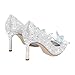 sexytag Women's Crystal Rhinestone Poined Toe Pumps Cinderella Clear Stiletto High Heels Slip On Wedding Shoes Silver Size 8.5