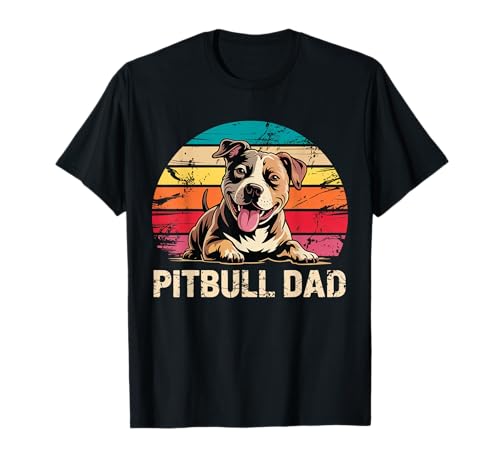 Pitbull Dad - Vintage sonriente Pitbull en la puesta de sol Camiseta