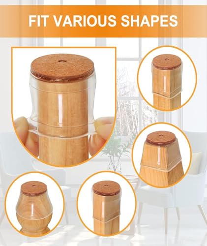 Image of 20PCS Chair Leg Floor Protector, Chair Leg Protector Cap, Transparent Felt Pads for Furniture Legs, Includes Three Sizes for Home and Office Use, 1.5-2.4 cm x8, 2.2-2.9 cm x8, 3.0-3.8 cm x4