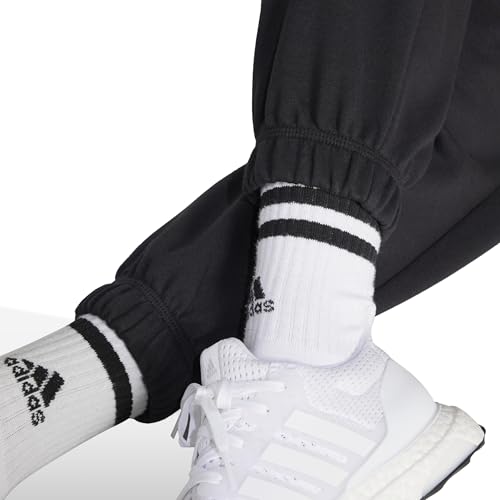 adidas Damen Essentials LINEAR French Terry Cuffed Pants, Black/White, L