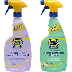 Zep Home Pro Foaming Miracle Grout Cleaner Protectant Multi-Purpose Foaming Bathroom Cleaner - R54206 32 Fl Oz and