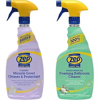 Zep Home Pro Foaming Miracle Grout Cleaner & Protectant and Multi-Purpose Bathroom Cleaner