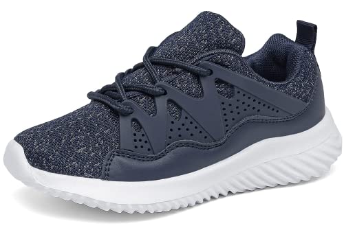INMINPIN Enfant Légère Chaussure de Course à Lacets Chaussures de Sport Garçon Fille Basket Mode Respirantes Sneakers, Bleu Profond,33 EU Cover