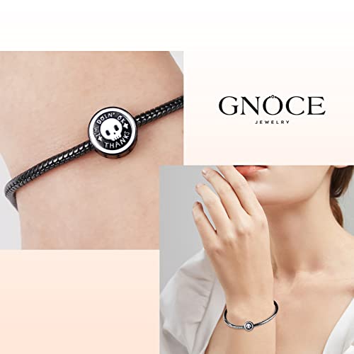 Image of GNOCE Skull Charm Bead Silver Pendant Dangle Charms fit Bracelet /Necklace Jewelry Gift for Women Men