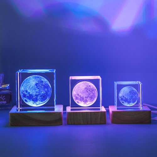 Lámpara de mesa cristal noche 6cm Cubo color USB LED miniatura 3