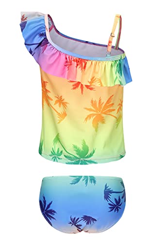 Image of Girls Two Piece Swimsuits Hawaiian Ruffle Tankini Swimwear Bathing Suit Set