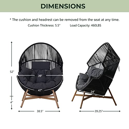 Grand Patio Outdoor Holand Wicker Egg Chair, Patio Lounge Chair With Olefin Thick Cushion, Cocoon Chairs For Indoor And Outdoor, Living Room, Balcony, Porch, Poolside #TOP1