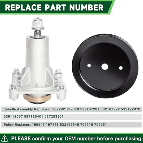 187292 192870 Spindle Assembly with 195945 Pulley Fit for 42" 46" 48" 54" Mower Deck Husqvarna Z254 YTH22v46 YTH24v48 Craftsman YT3000 YS4500 YT4000 Mower Replace OEM 587819701 532187281 567253301 by TENGMUJX - Used condition - Image 4