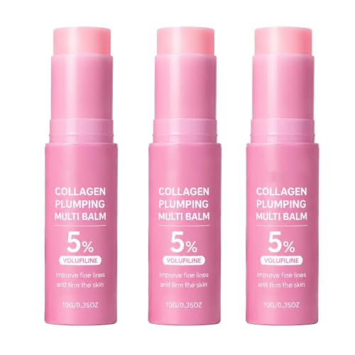 Gloura PDRN Volufiline Collagen Lip Plumping Balm Pink Collagen Multi Balm Stick for Lips Face & Neck Hydrating Moisture Balm for Dry Areas Leaves Skin Soft & Smooth (3pcs)