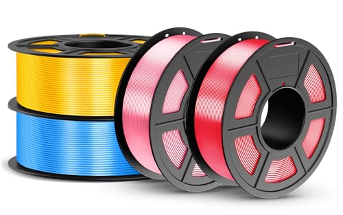 JAYO Silk PLA Filament Bundle 1.75mm 4.4KG, 4 Colors Metal-Like Shiny 3D...