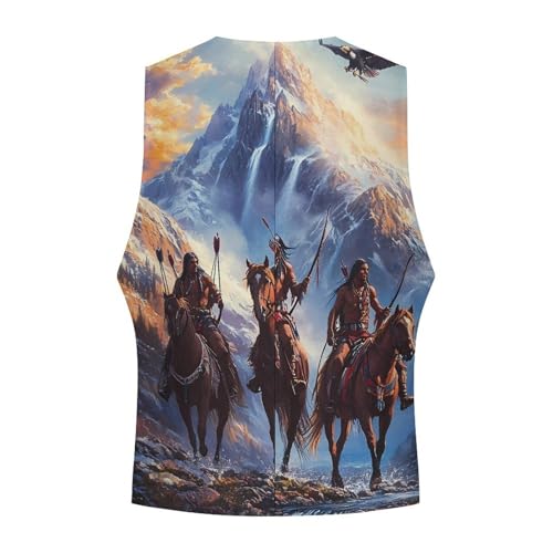 Ea-gles Indian Native USA Horse Men's Suit Vest Slim Fit Business Dress Party Pattern Waistcoat Vest Top4