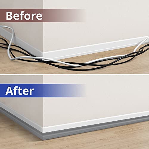 Image of 136in Corner Cable Concealer, Large Corner Cord Hider, Wire Covers for Cords, Paintable Corner Cord Cover, Cable Management Channel Cable Raceway for Wall, Floor Baseboard, Ceiling -8 X L17in