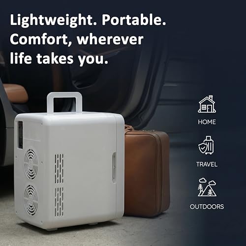 Image of KILIG Frio Mini Fridge | Portable Cooler & Warmer | 240V AC & 12V DC Power for Home & Car | Smart Temperature Control | Perfect for Food & Beverages, Travel, Skincare, Medicine | White