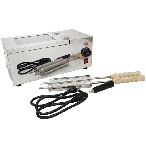 HQHAOTWU Chimney Cake Roll Oven Maker Chimney Cake Oven Machine Mini Electric Cone Chimney Bread Roll Maker Stainless Steel Toaster Machine 2 Stations Chimney Cake Making Machine 110V