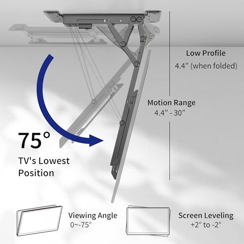 Image of VIVO Black Electric Ceiling TV Mount for 40 to 85 in Screens, MOUNT-E-FD85 | Large Motorized Flip Down TV Mount, Pitched Roof VESA Mount, Heavy Duty Steel Design, Low Profile, Master Pack, Holds 110 lbs